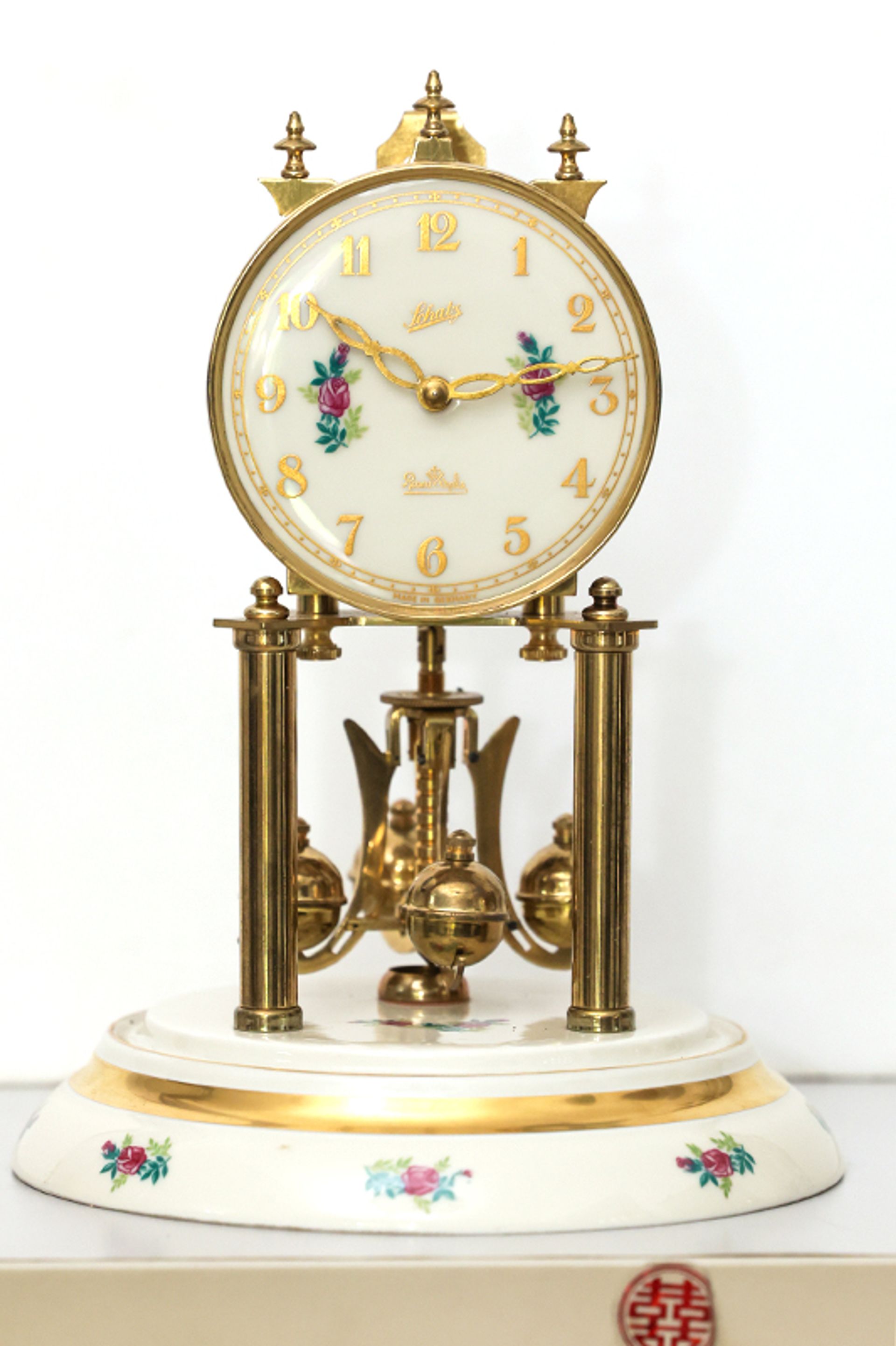 A 400-day clock made by Aug. Schatz & Sohne, a German maker, in 1954. Schatz had commissioned Rosenthal, the well-known German high-quality porcelain and glassmaker, to custom-make the porcelain dial as well as porcelain base for their clocks.