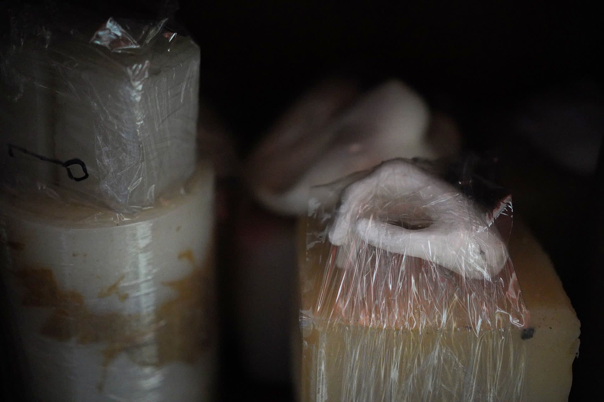 Moulds of puppet parts pictured in Mr Yeo’s studio.