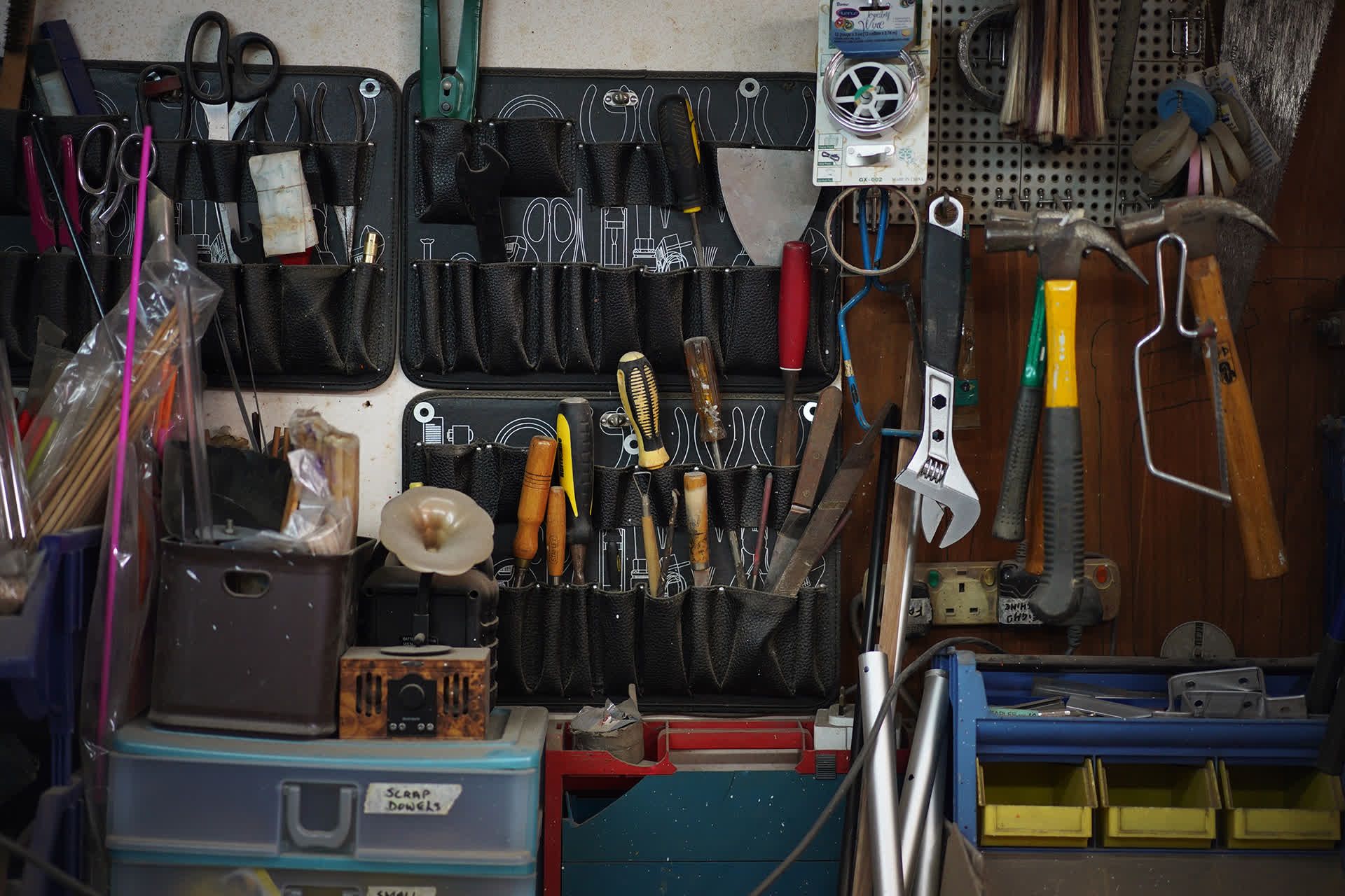 Tools used for making puppets.